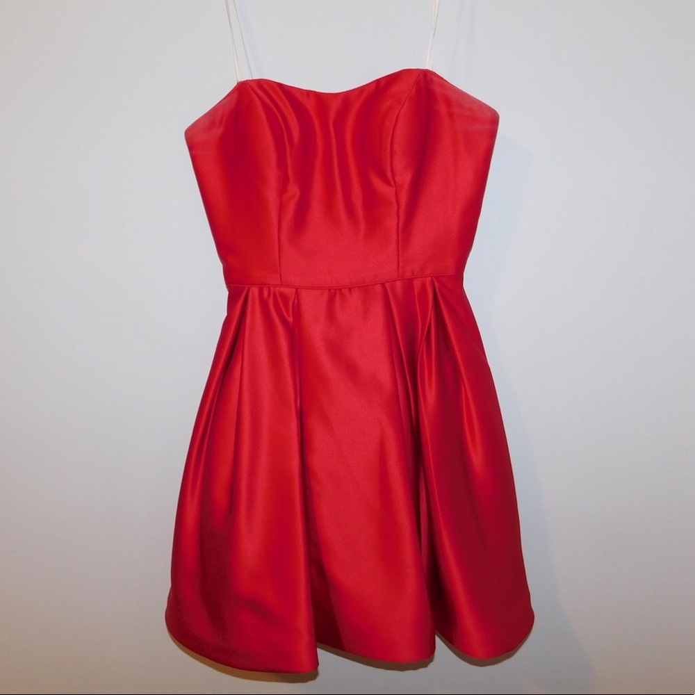 Short Red Satin Homecoming Dress!